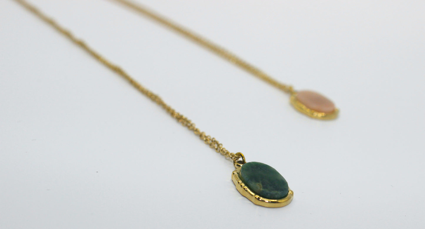 Luxury Fashion Women's Cut Natural Stone Pendant Necklace