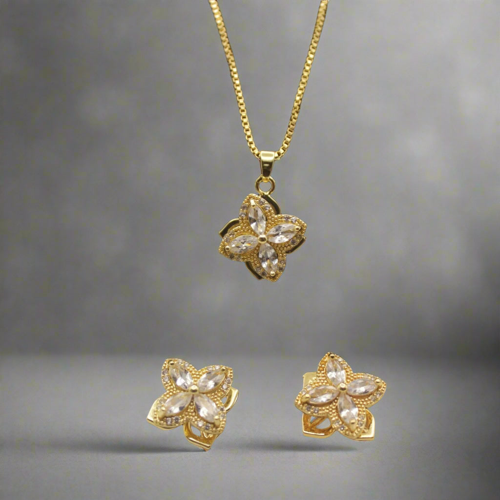 Flower Necklace and Earrings Set