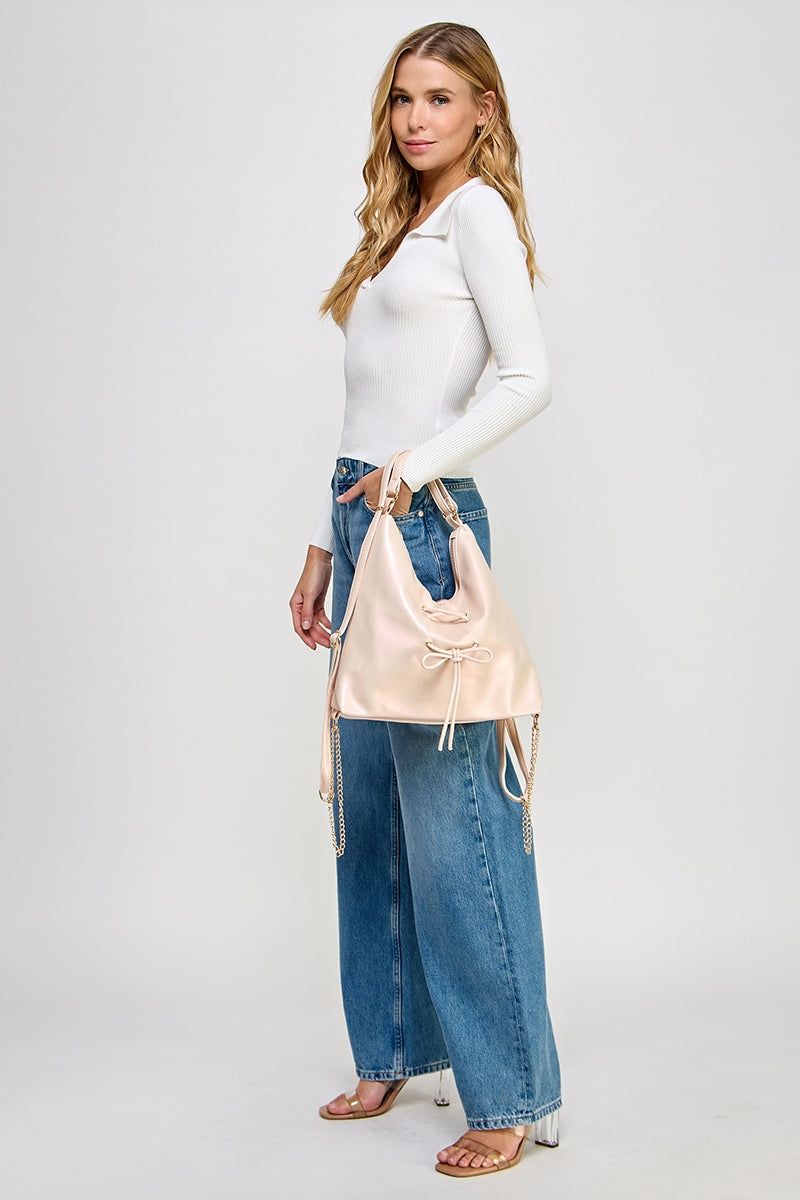 Faux Leather Bow Bag