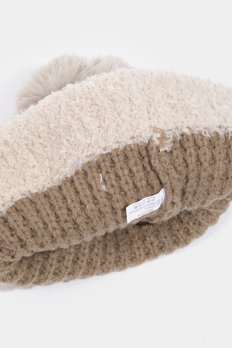 Texture Knitted Pom Pom Beanie