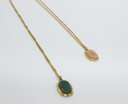 Luxury Fashion Women's Cut Natural Stone Pendant Necklace