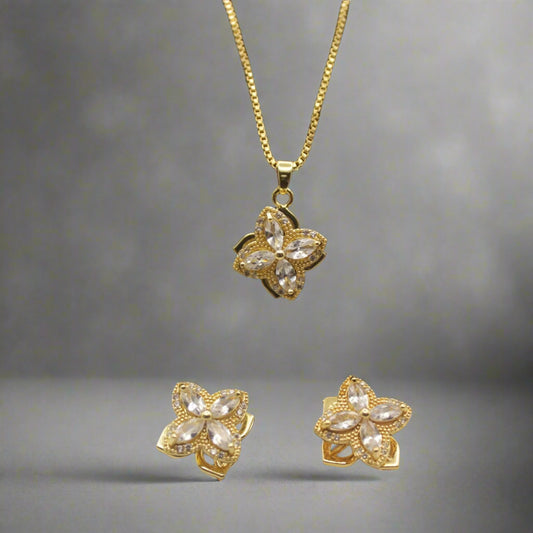 Flower Necklace and Earrings Set