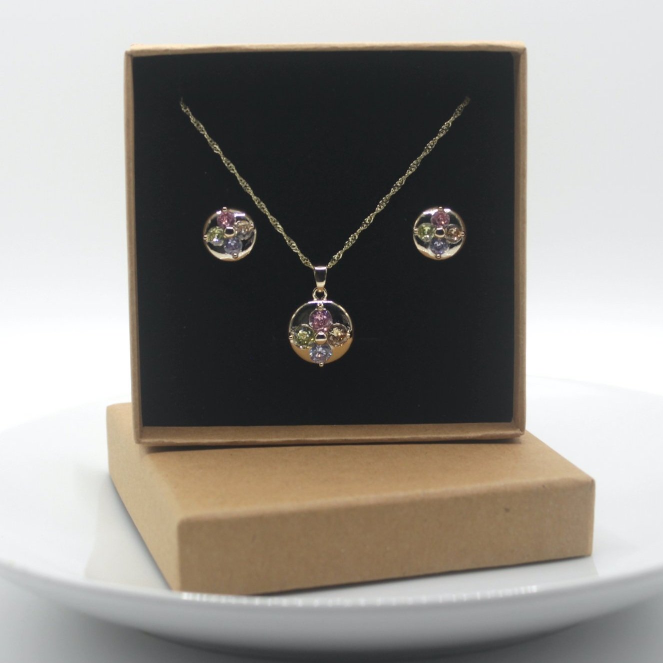 4 Color  Necklace And Earrings Set