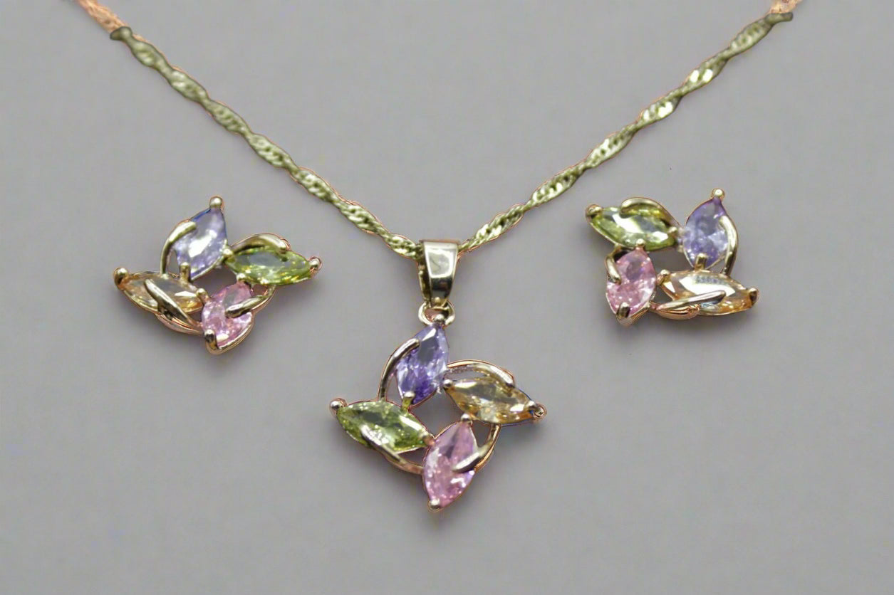 4 Color  Necklace And Earrings Set