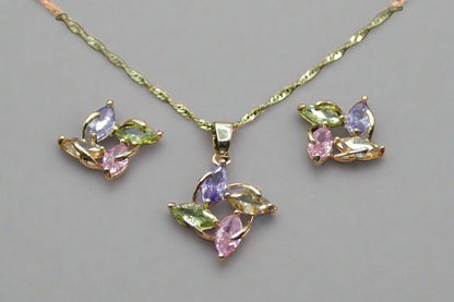 4 Color  Necklace And Earrings Set