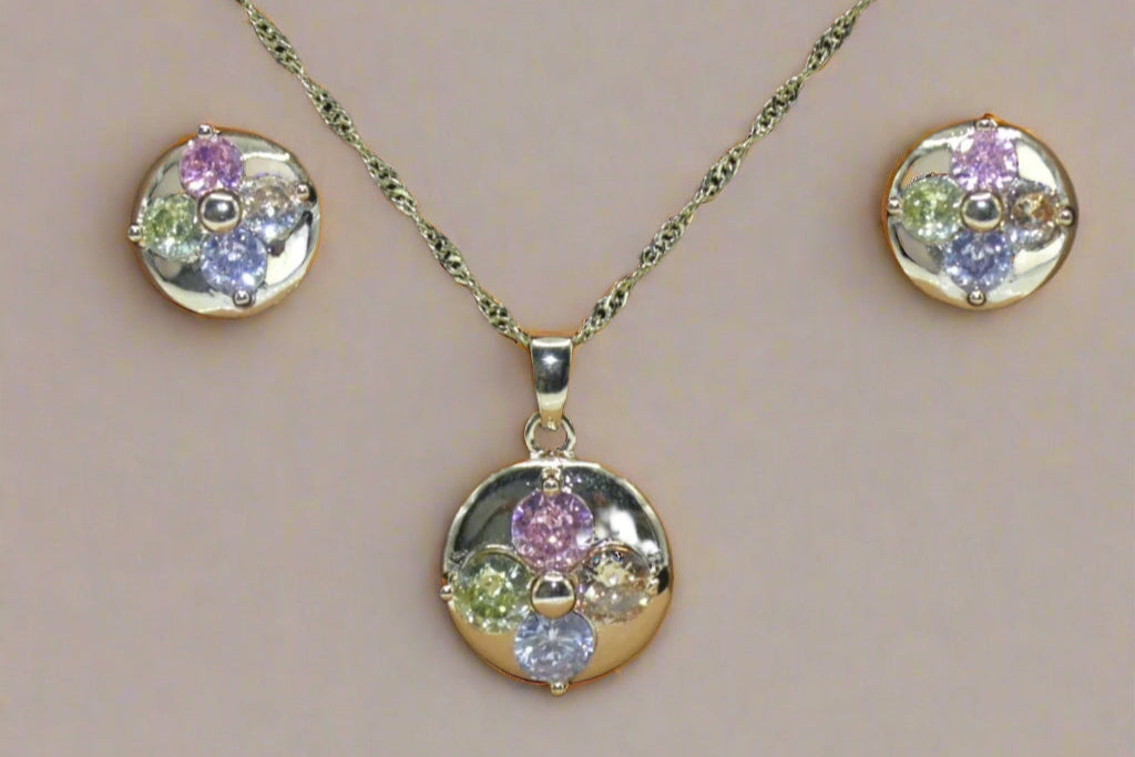 4 Color  Necklace And Earrings Set
